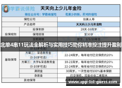 北单4串11玩法全解析与实用技巧助你精准投注提升盈利